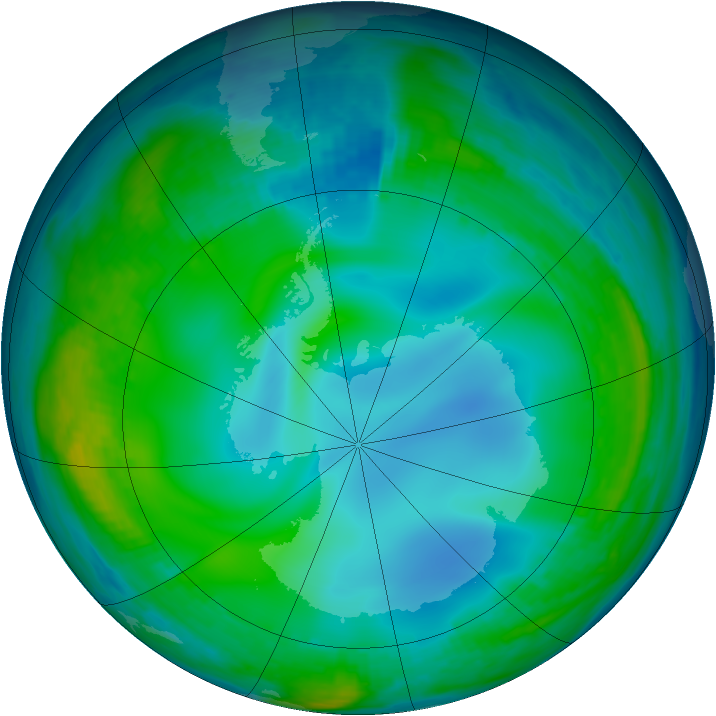 Antarctic ozone map for 13 June 1999